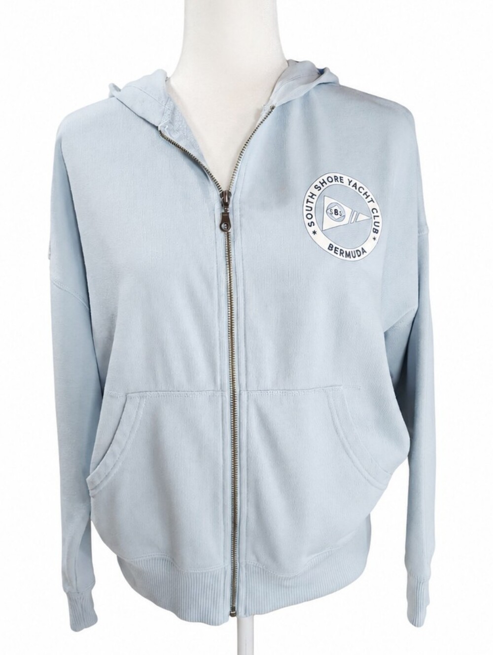 Aero Dwntme South Shore Yacht Club Oversized Zip Hoodie Blue XS